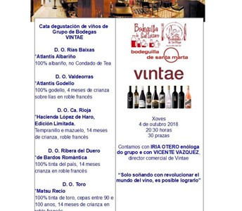 ACTIVIDADES CULTURAIS BODEGUILLA, CATA GRUPO VINTAE