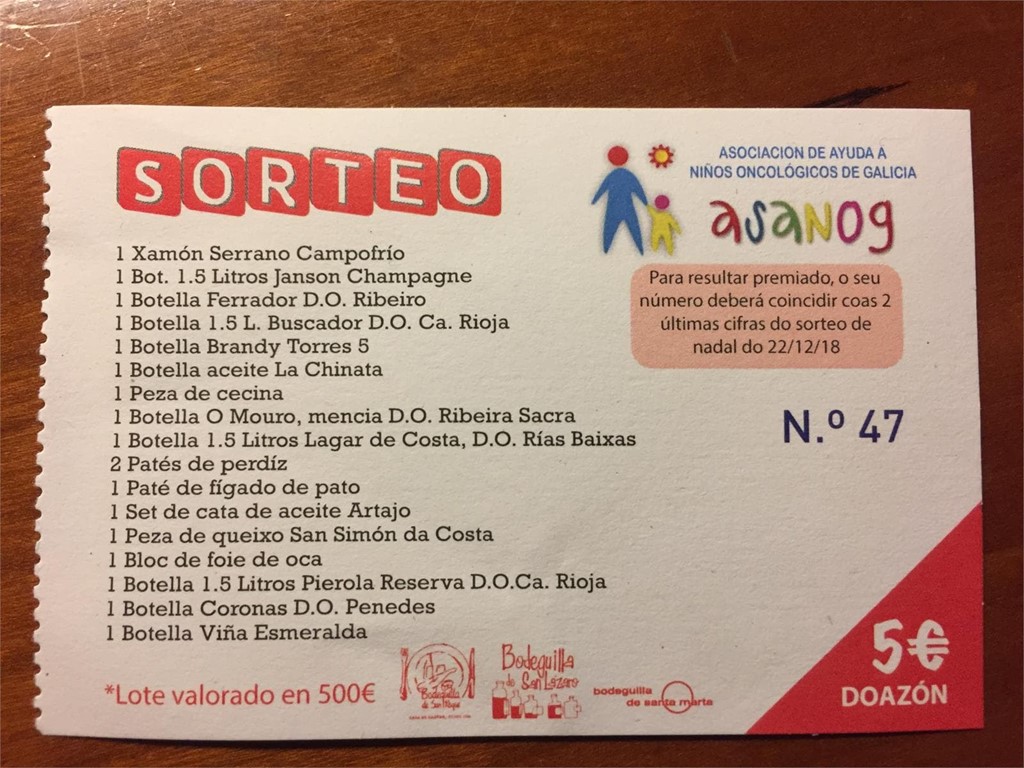 SORTEO 1ª CATA SOLIDARIA BODEGUILLA